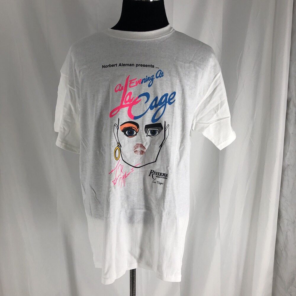 Vintage Evening At La Cage Riviera Hotel Casino T-Shirt Size XL Las Vegas